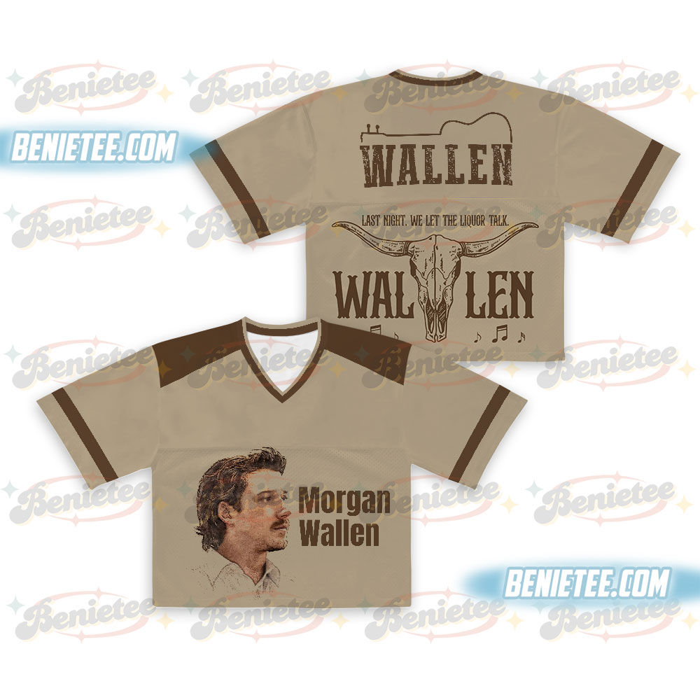 Morgan Wallen "I'm The Problem" Tour 2025 Concert Croptop Football Jersey Mesh, Country Music Morgan Shirt