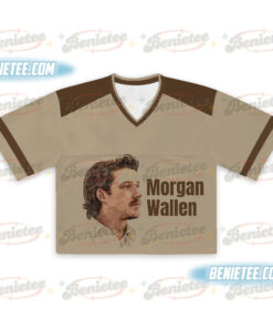 Alternative view of Morgan Wallen "I'm The Problem" Tour 2025 Concert Croptop Football Jersey Mesh, Country Music Morgan Shirt