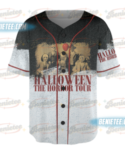 Alternative view of Friends Horror Five Characters Squad – Funny Halloween Movie Jersey, Funny Halloween Horror Movies Character Baseball Jersey