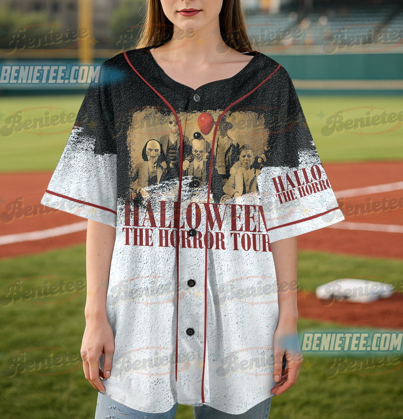 Friends Horror Five Characters Squad – Funny Halloween Movie Jersey, Funny Halloween Horror Movies Character Baseball Jersey - Image 4