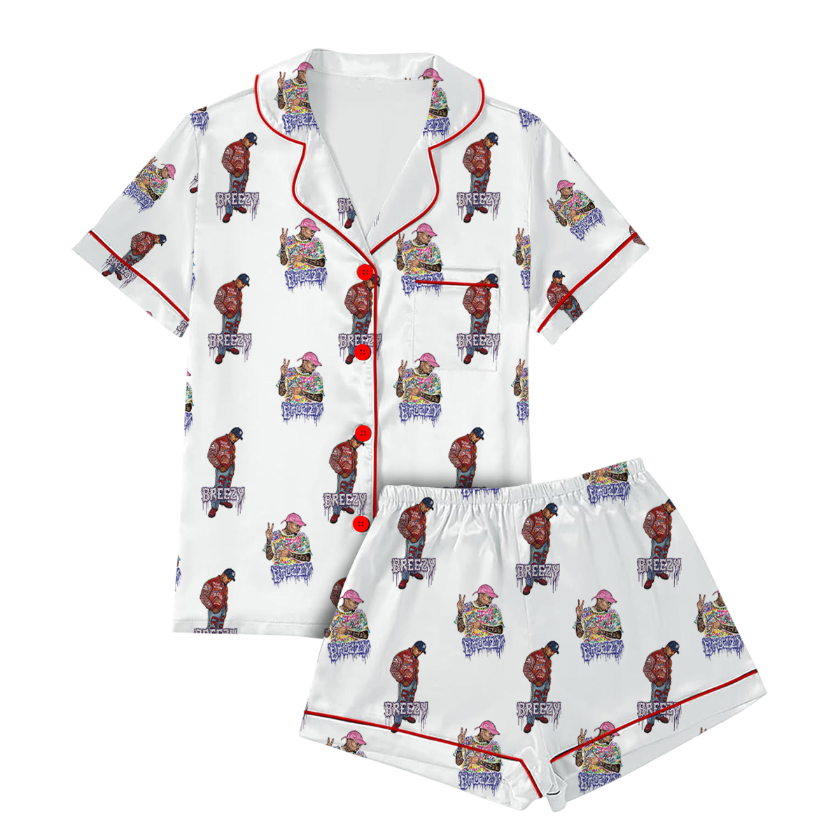 Chris Brown Album Pajamas Set Short, Breezy Bowl Pajamas, Chris Brown Tour Breezy Bowl XX - Image 4