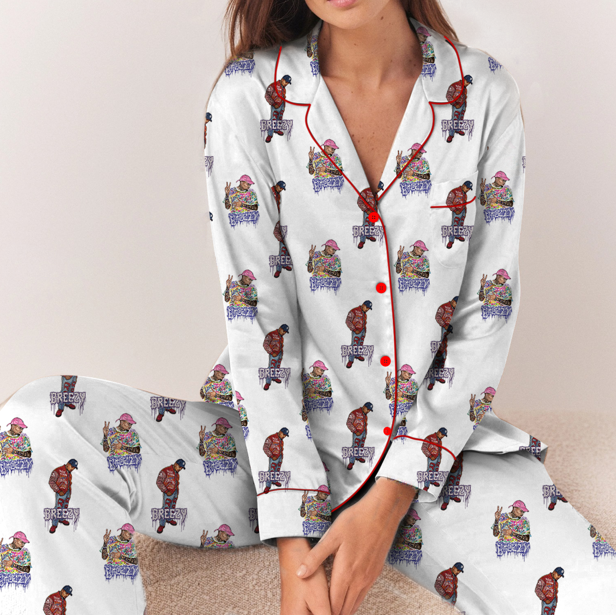 Vintage Chris Brown Album Pajamas Set Long, Breezy Bowl Pajamas, Chris Brown Tour Breezy Bowl XX - Image 2