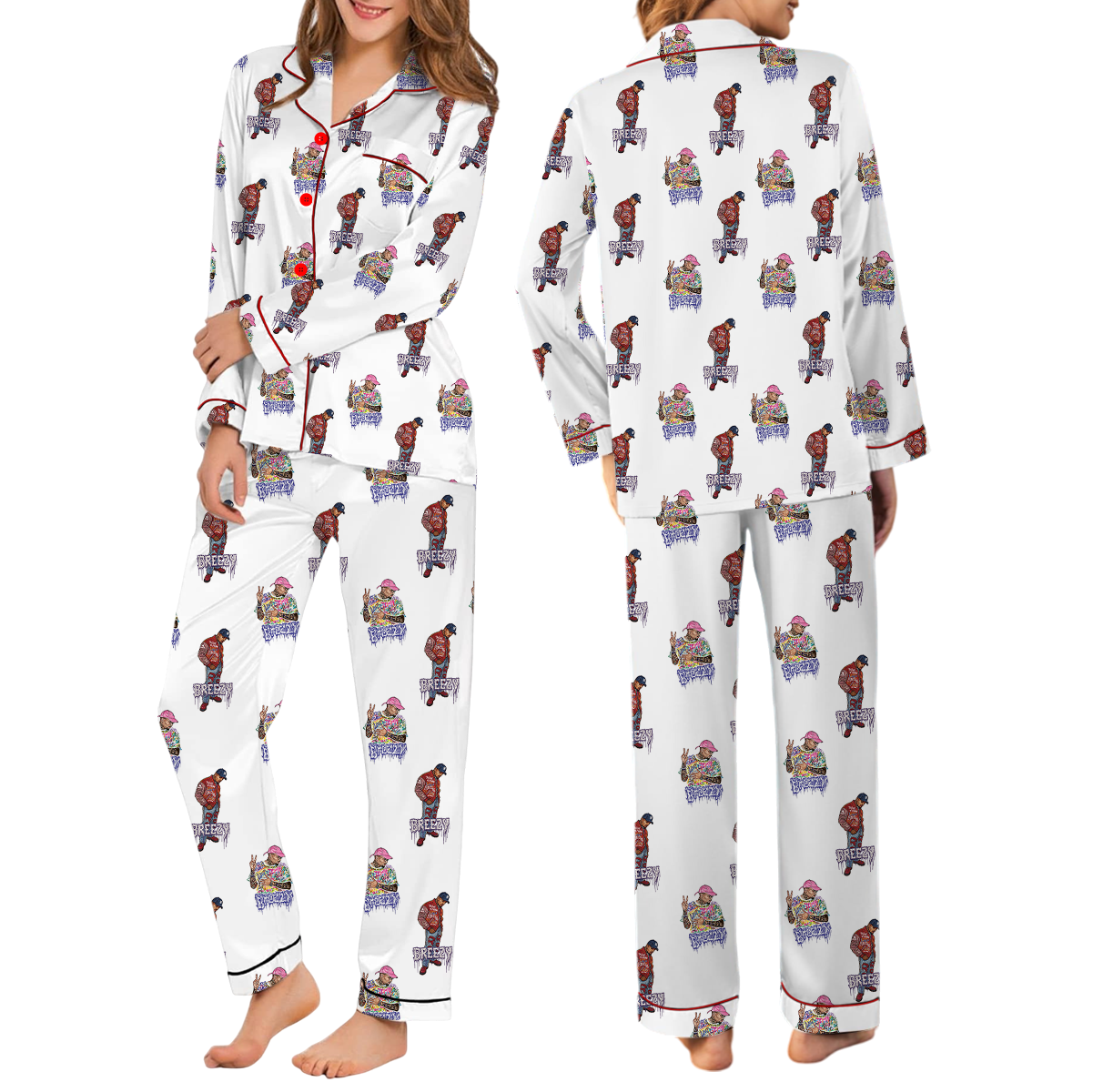 Vintage Chris Brown Album Pajamas Set Long, Breezy Bowl Pajamas, Chris Brown Tour Breezy Bowl XX - Image 3