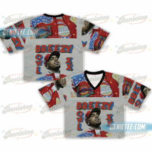 Chris Brown Breezy Bowl XX Tour 2025 Croptop Football Jersey, Breezy Bowl Tour 2025 Croptop Football Jersey Mesh