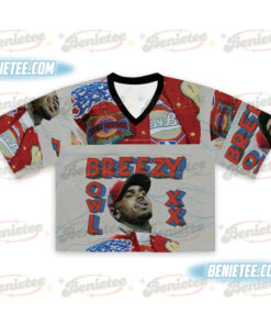 Alternative view of Chris Brown Breezy Bowl XX Tour 2025 Croptop Football Jersey, Breezy Bowl Tour 2025 Croptop Football Jersey Mesh