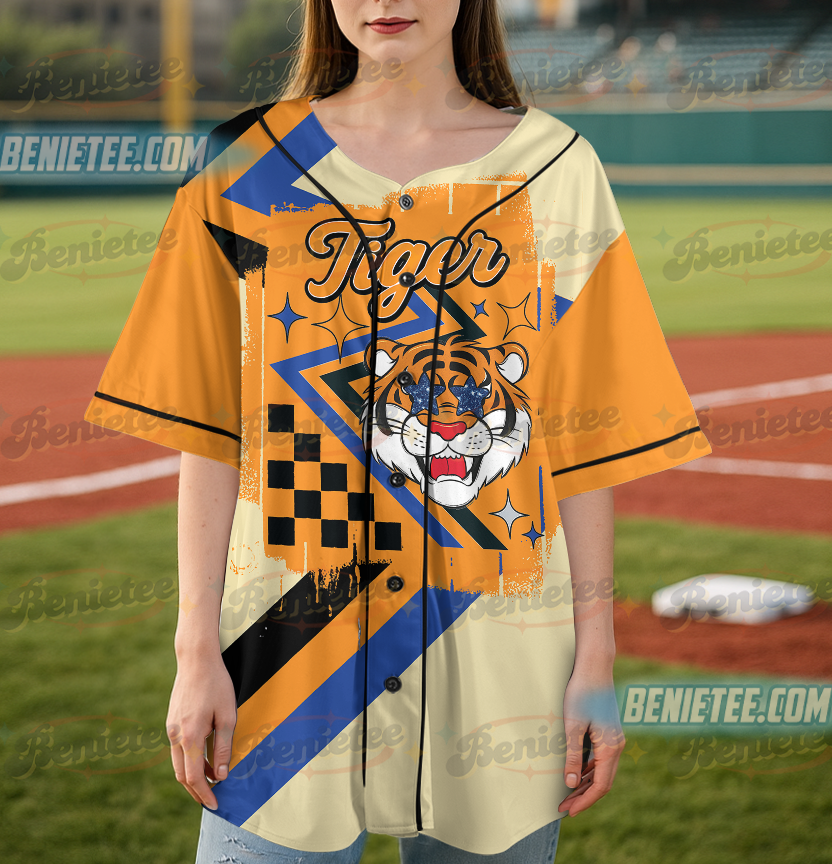 Custom Mascot Checkered Ribbon Spirit Baseball Jersey, School Spirit Game Day Shirt, Team Spirit, School Spirit Shirt, Sports Team Mascot, Mascot Tee - Image 4