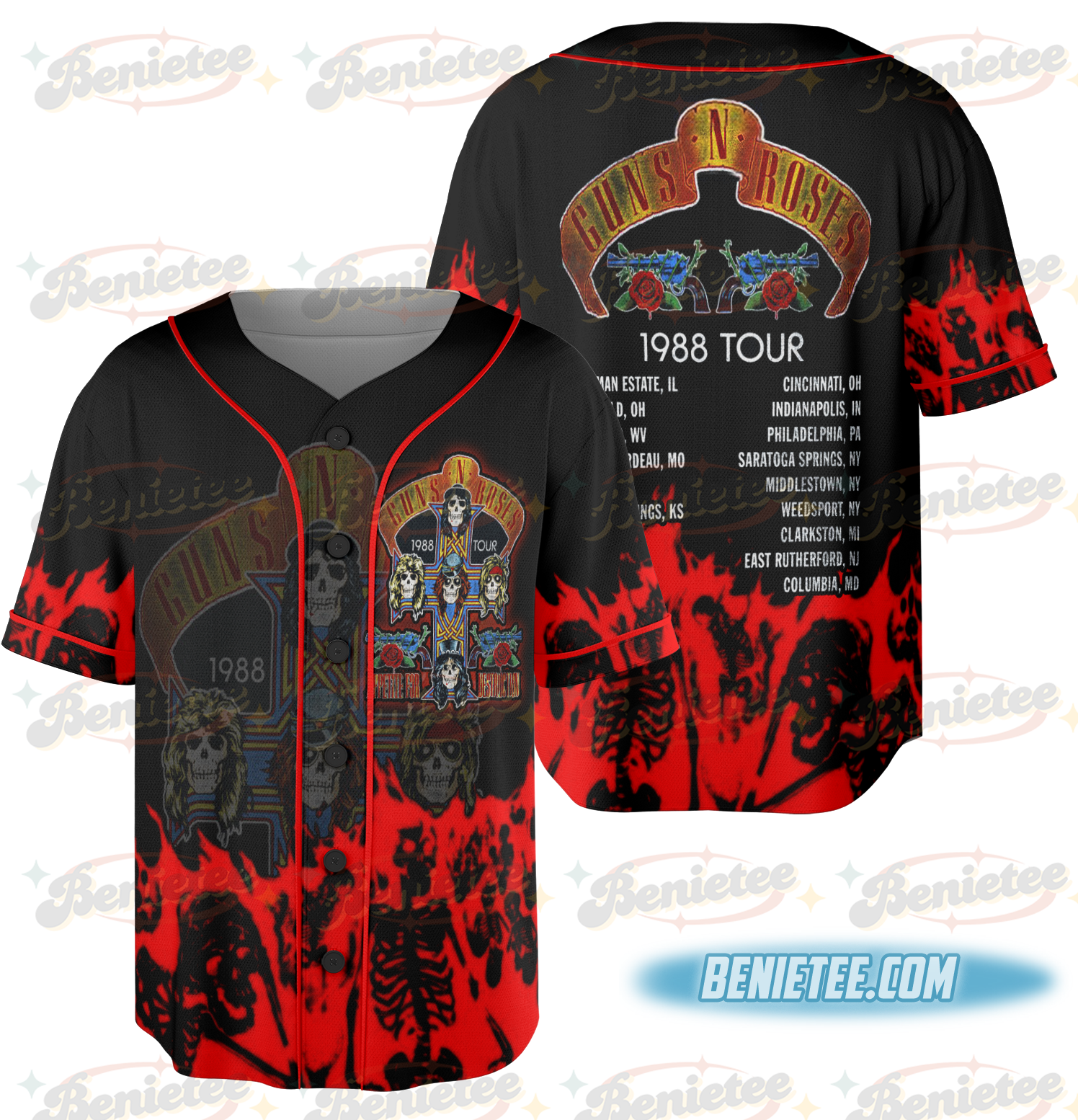 Guns N Roses Baseball Jersey, Rockband Jersey