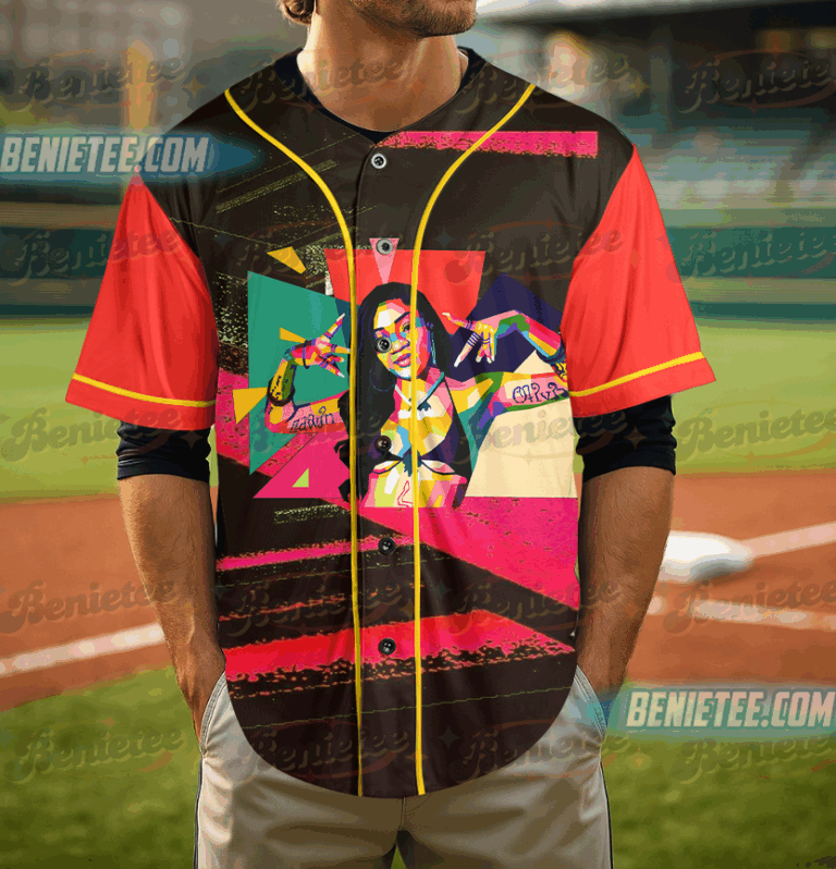 Alternative view of GloRilla Graffiti Women's Relaxed Baseball Jersey, Glorilla Vintage Style 90's Bootleg Jersey