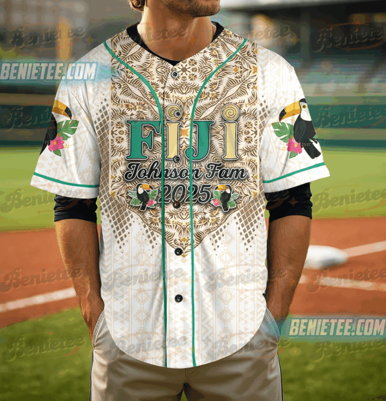 Alternative view of Personalized Fiji Vacation Baseball Jersey, Christmas in Fiji Jersey