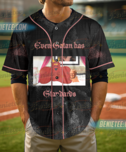 Alternative view of Trump And Satan In Bed Jersey, Donald Trump Devil Baseball Jersey