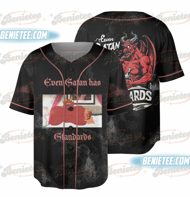 Trump And Satan In Bed Jersey, Donald Trump Devil Baseball Jersey