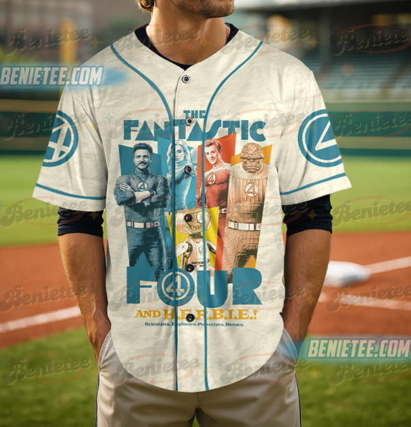 Alternative view of Fantastic Four Distressed Logo Baseball Jersey, Fantastic Four First Steps Movie Jersey
