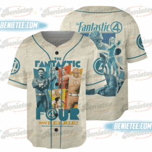 Fantastic Four Distressed Logo Baseball Jersey, Fantastic Four First Steps Movie Jersey