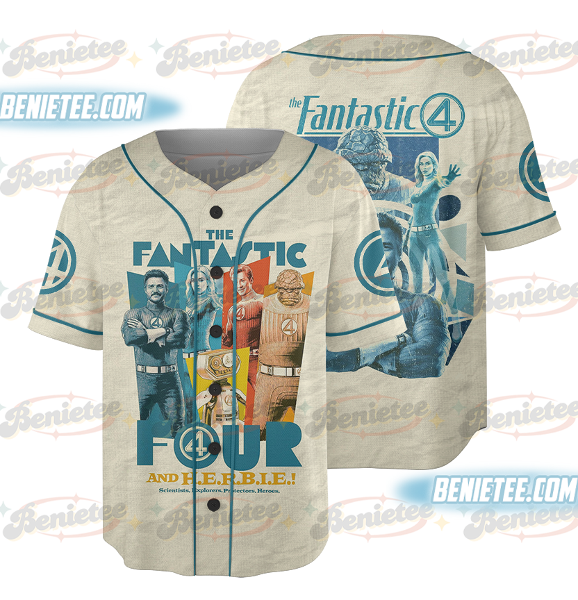 Fantastic Four Distressed Logo Baseball Jersey, Fantastic Four First Steps Movie Jersey