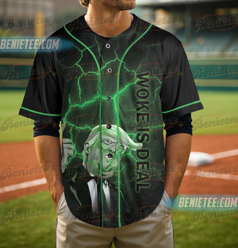 Woke is dead Funny Meme hot summer Silly Baseball Jersey - Image 4