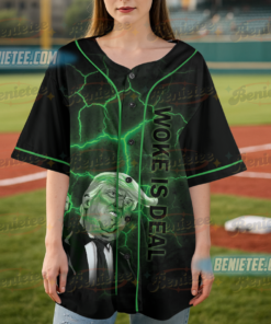 Alternative view of Woke is dead Funny Meme hot summer Silly Baseball Jersey