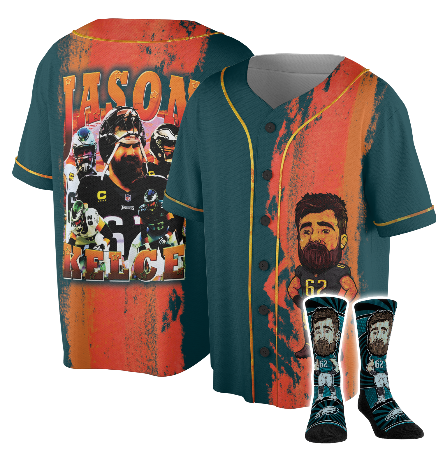 Jason Kelce Million Philadelphia Eagles Baseball Jersey And Socks