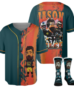 Alternative view of Jason Kelce Million Philadelphia Eagles Baseball Jersey And Socks