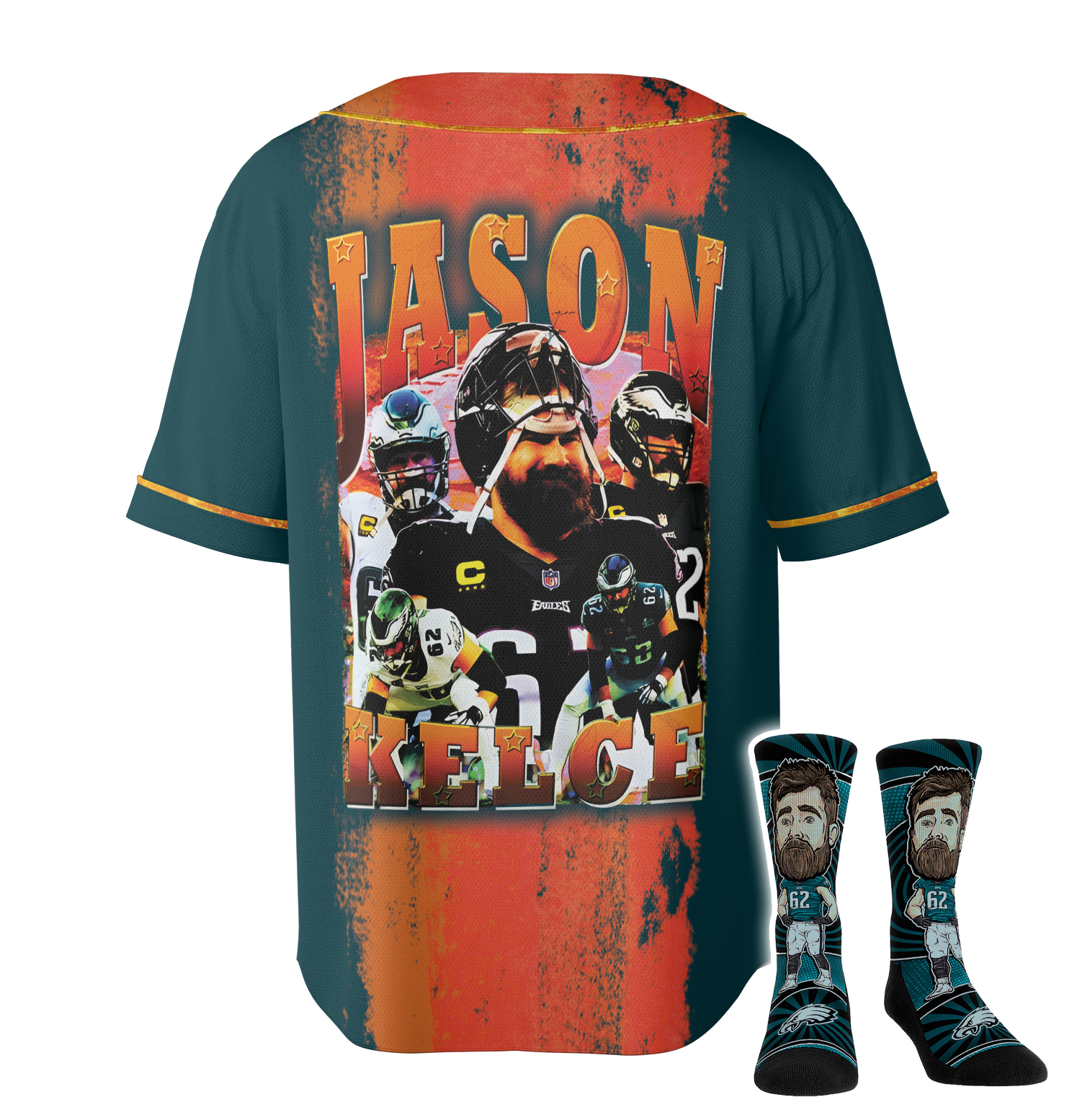 Jason Kelce Million Philadelphia Eagles Baseball Jersey And Socks - Image 3