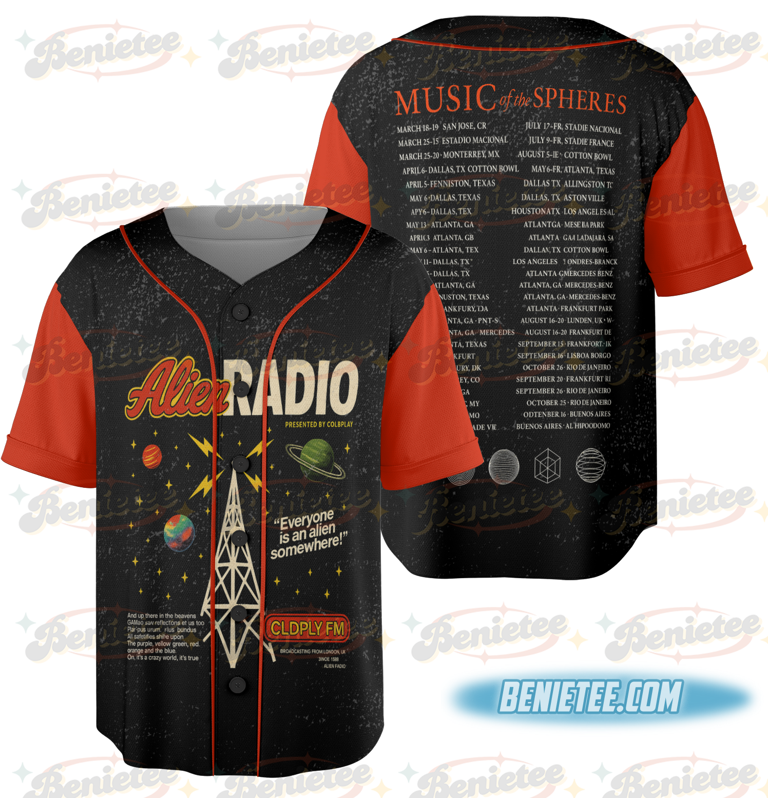Coldplay Alien Radio Tour 2025 Jersey, Official Music of the Spheres Concert Jersey - Image 3