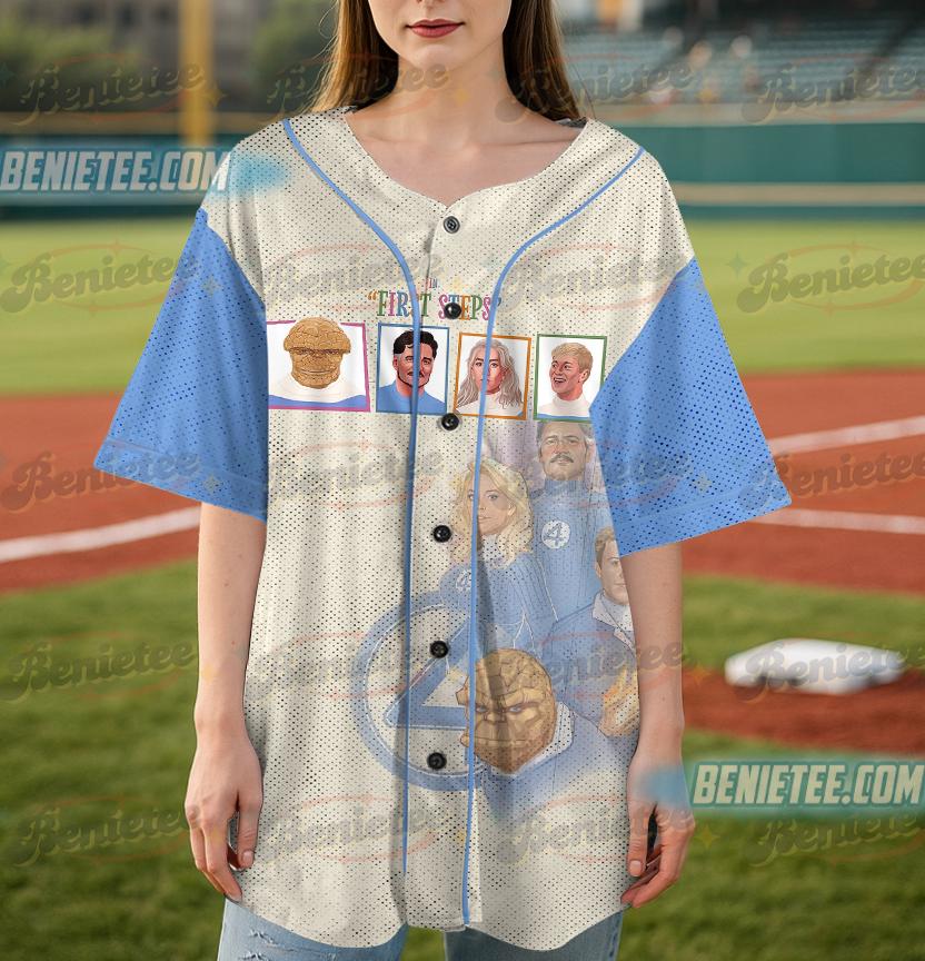 Fantastic Four Baseball Jersey, Vintage Fantastic Four First Steps Jersey, Fantastic 4 Marvel Comic Tee Reed Richards Sue Storm - Image 4
