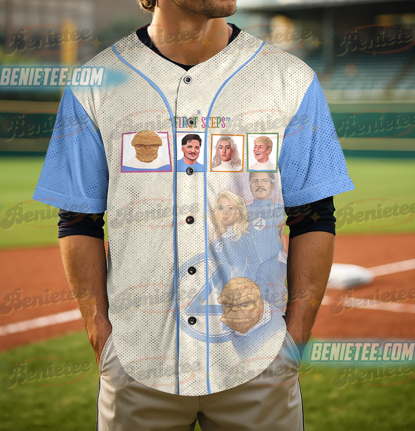 Fantastic Four Baseball Jersey, Vintage Fantastic Four First Steps Jersey, Fantastic 4 Marvel Comic Tee Reed Richards Sue Storm - Image 5