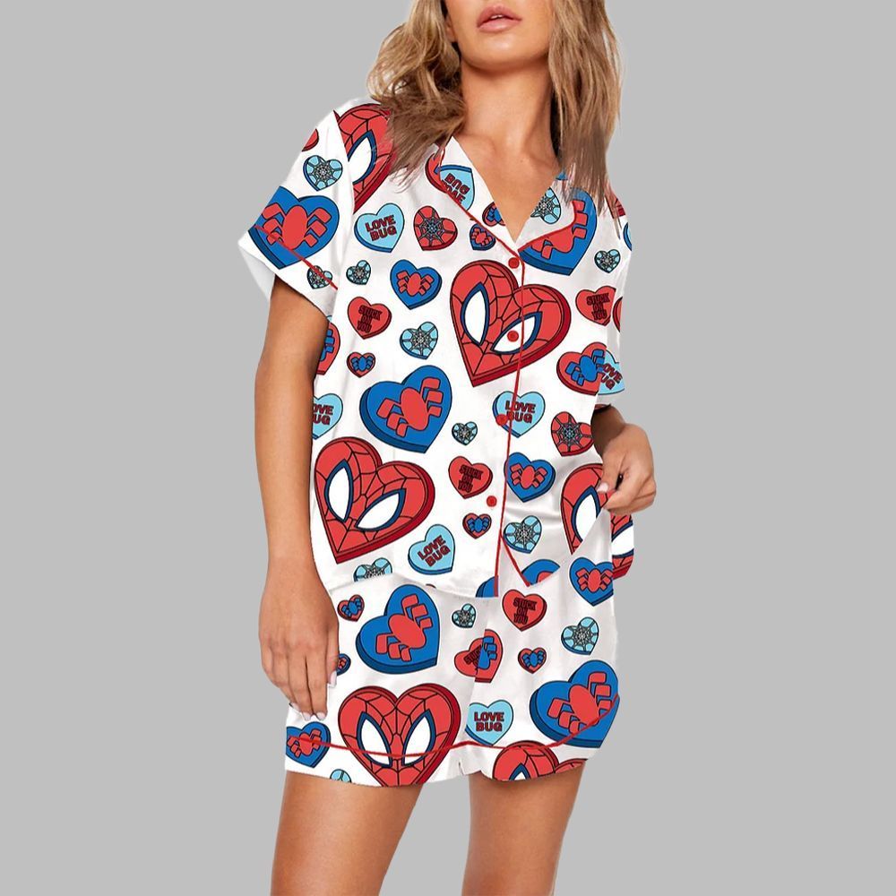 Valentine Superhero Print Pajama Set