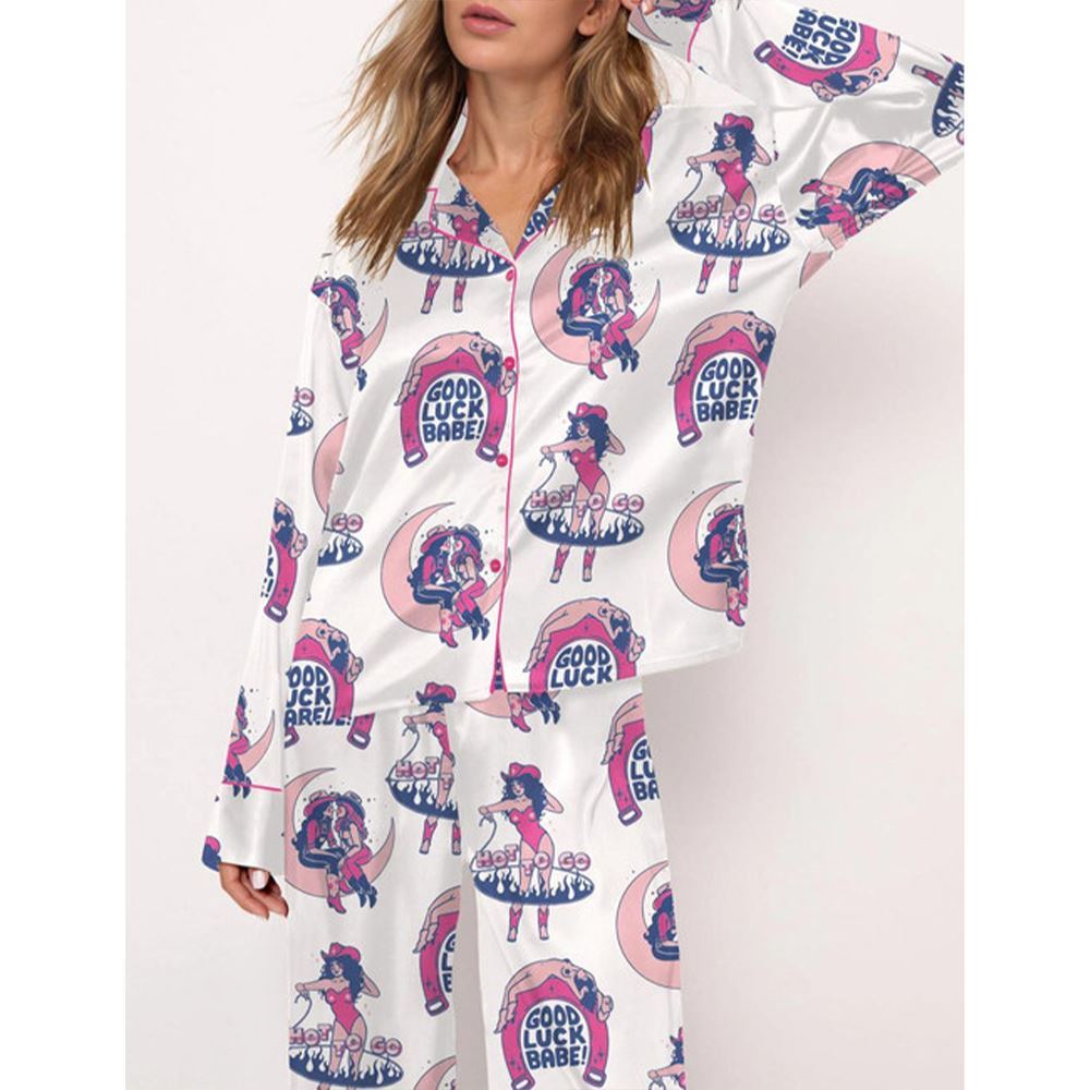 Vintage Cowgirl Satin Pajama Set For Women - Image 2