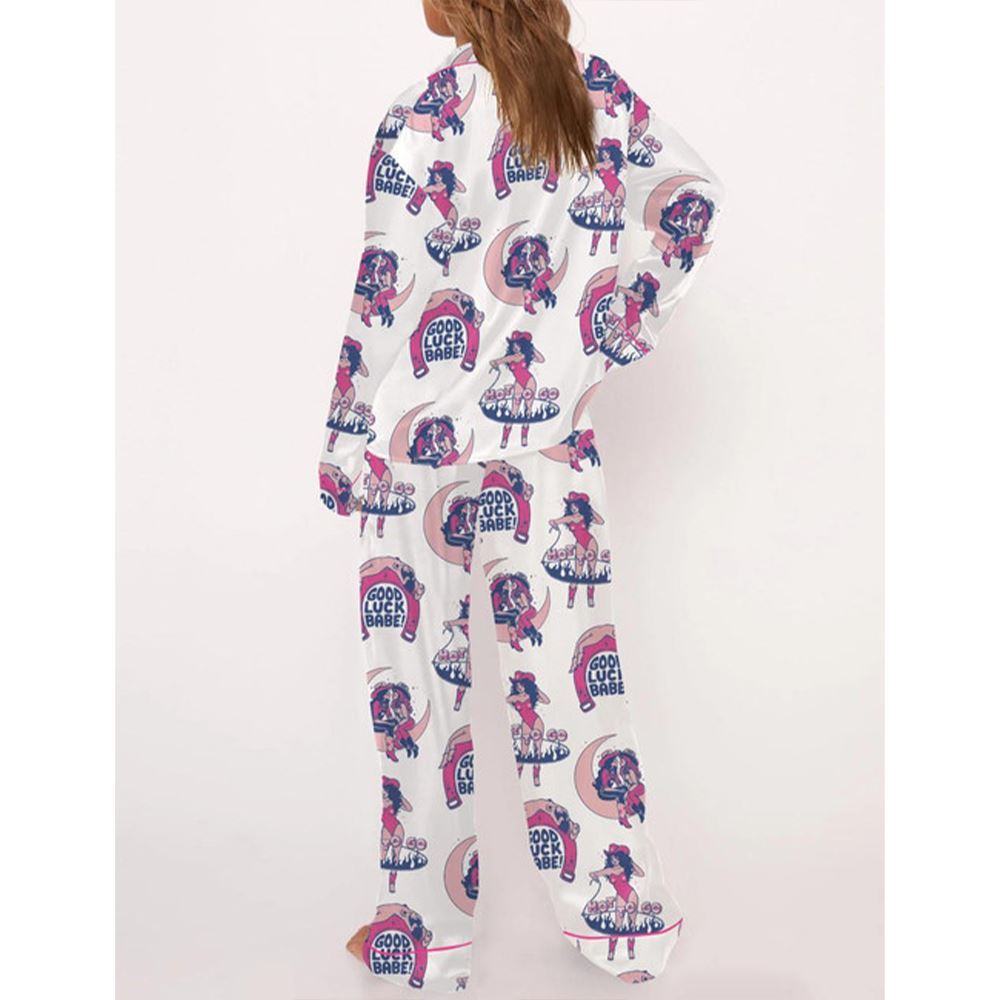 Vintage Cowgirl Satin Pajama Set For Women - Image 3