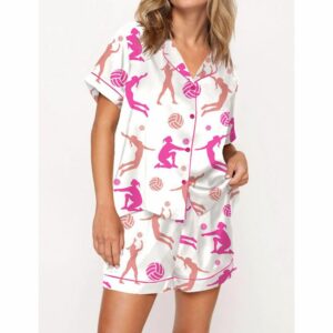Volleyball Girl Satin Pajama Set For Women