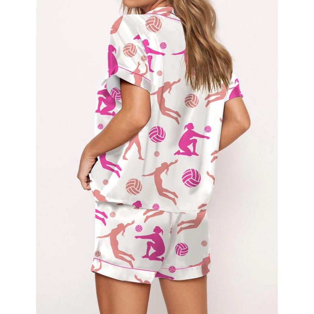 Volleyball Girl Satin Pajama Set For Women - Image 2