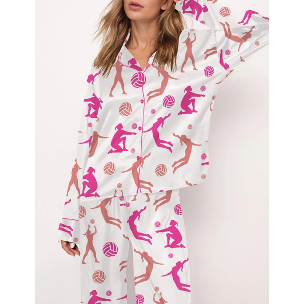 Volleyball Girl Satin Pajama Set For Women - Image 3