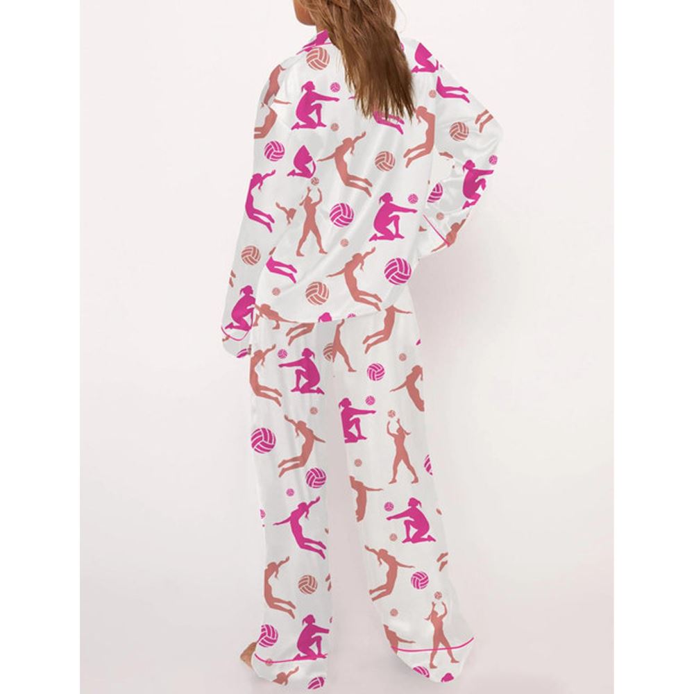 Volleyball Girl Satin Pajama Set For Women - Image 4