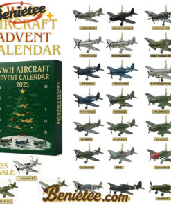 WWII Aircraft Advent Calendar 2025, Christmas Countdown Advent Calendar Gift Box with 24 Acrylic Ornaments
