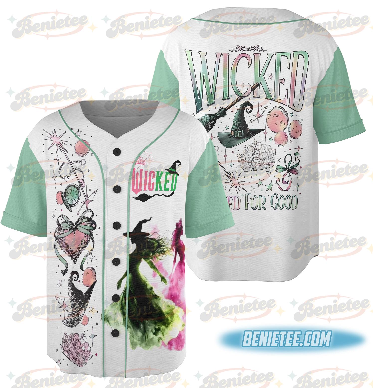 Retro Wicked Together We’re Unlimited Jersey, Defy Gravity Broomstick Magic Wand Shirt, Wicked The Musical, Wizard Movie Fan Baseball Jersey
