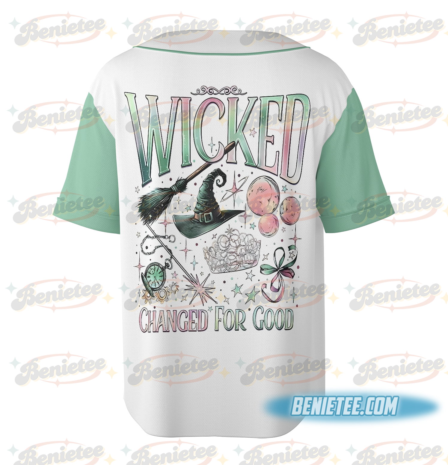 Retro Wicked Together We’re Unlimited Jersey, Defy Gravity Broomstick Magic Wand Shirt, Wicked The Musical, Wizard Movie Fan Baseball Jersey - Image 6