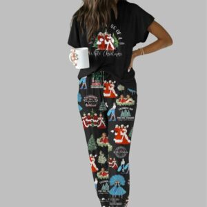 White Christmas Casual Pajama Set For Women