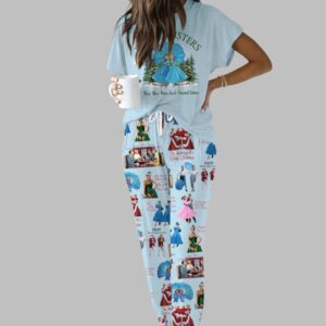 White Christmas Sisters Casual Pajama Set For Women