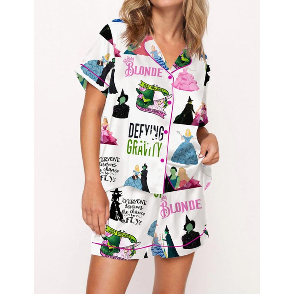Wicked Elphaba And Glinda Satin Pajama Set For Women