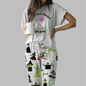 Wicked Print Casual Pajama Set For Women