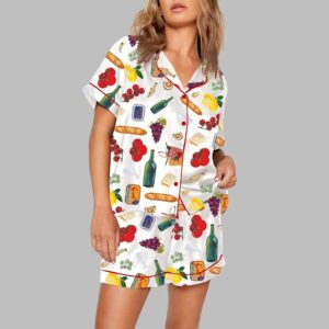 Wine Food Print Pajama Set