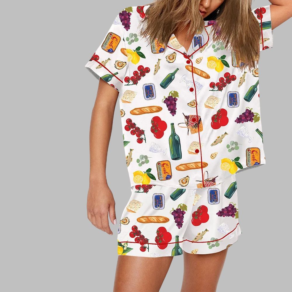 Wine Food Print Pajama Set - Image 2