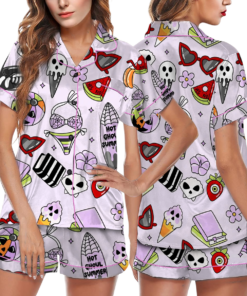 Women’s Funny Halloween Satin Pajamas Set For Women