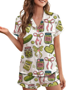 Alternative view of Women's Pickle Print Satin Pajamas Set
