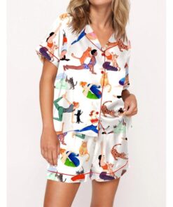Yoga With Cat Pajama Set For Women