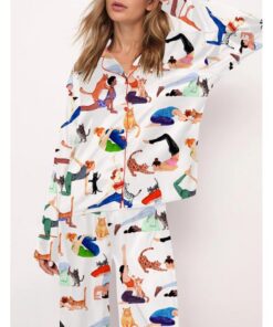 Alternative view of Yoga With Cat Pajama Set For Women