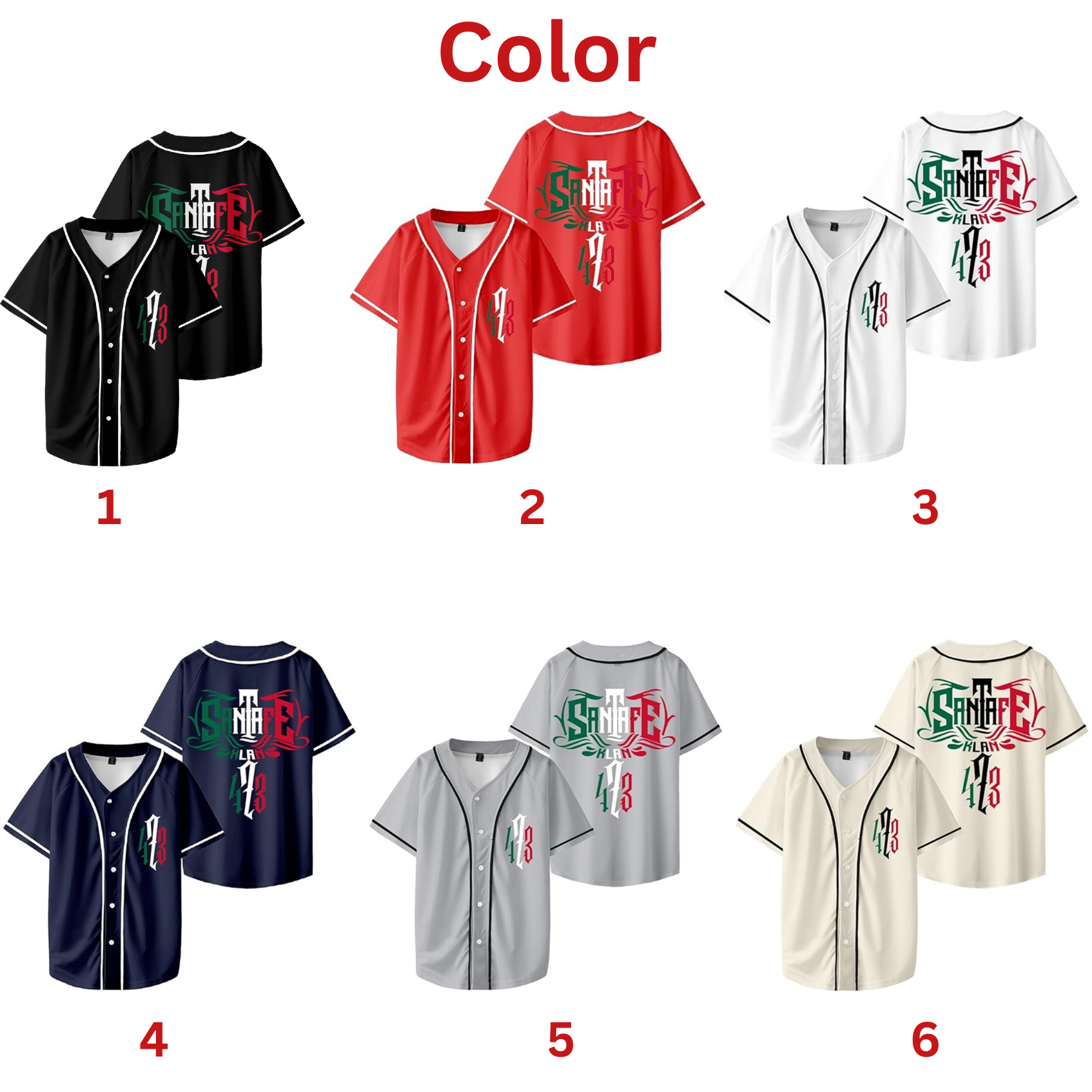 Santa Fe Klan 473 Tour Merch Baseball Jersey V-Neck Fashion Casul Streetwear Hip Hop Tops - Image 2