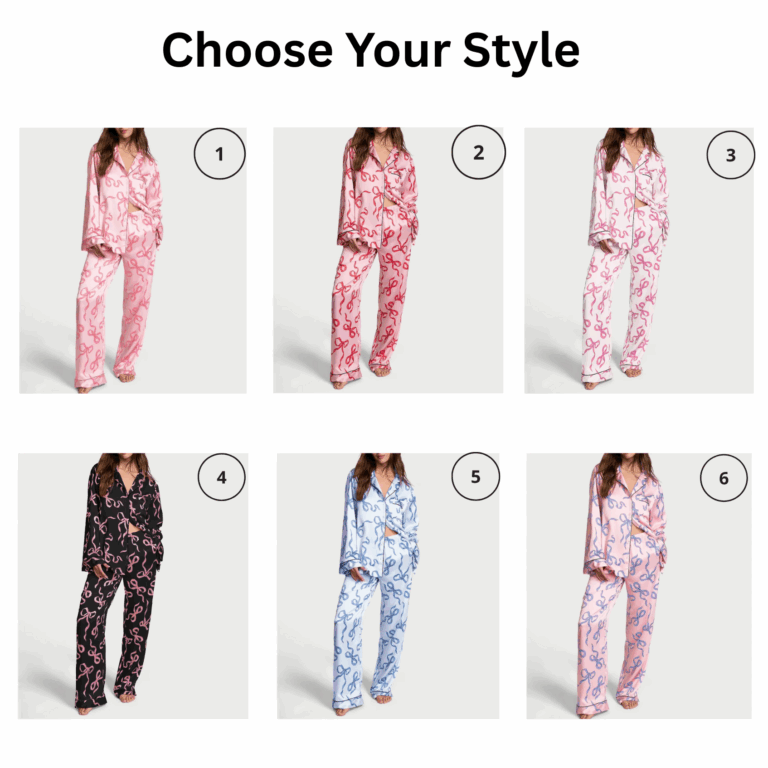 Alternative view of Women 2Pcs Satin Pajamas Loungewear Set Long Sleeve Lapel Neck Bow/Star Print Shirt Tops+Elastic Waist Pants Sleepwear