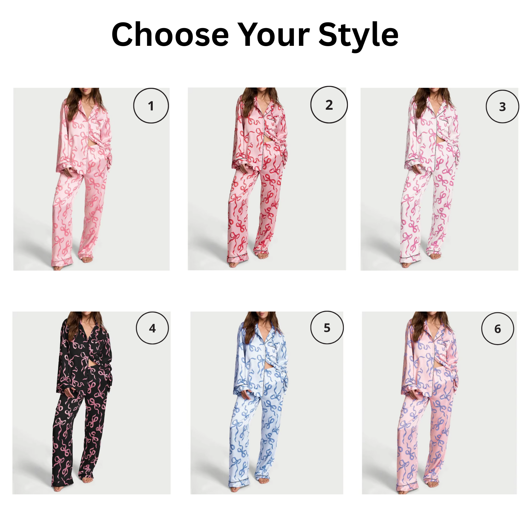 Women 2Pcs Satin Pajamas Loungewear Set Long Sleeve Lapel Neck Bow/Star Print Shirt Tops+Elastic Waist Pants Sleepwear - Image 2