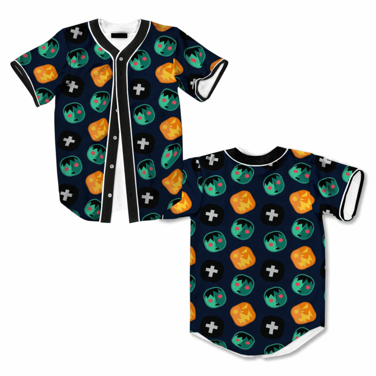 Frankenstein Face Halloween Print Pattern Baseball Jersey